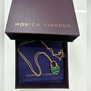 MONICA VINADER Gold and Green Heart Necklace (18k gold vermeil and malachite)